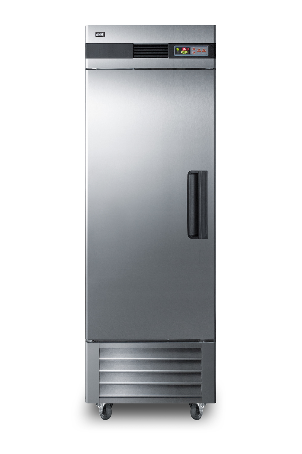 23 cu.ft. commercial reach-in refrigerator in complete stainless steel with left hand door swing